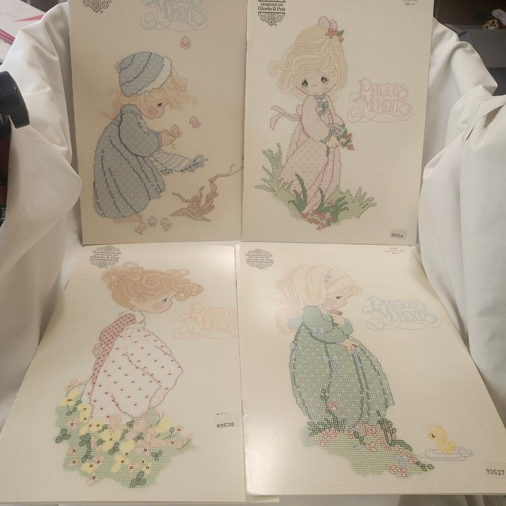 4 Precious Moments Cross Stitch Booklets Vintage Seasons 1987 EUC  LB